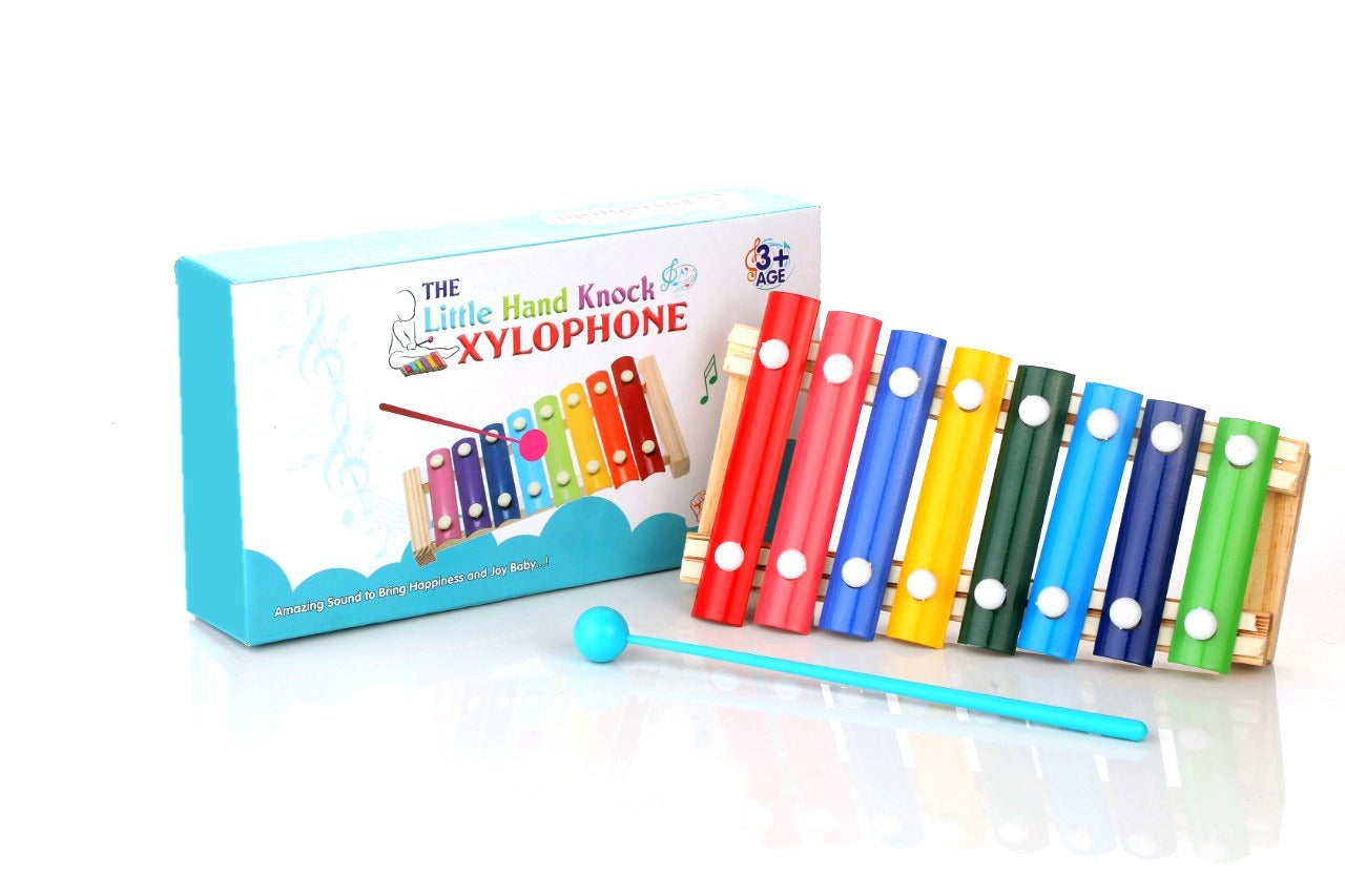 Xylophone set with a focus on colorful bars and wooden frame Xylophone set with a focus on colorful bars and wooden frame